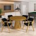 Conjunto Mesa de Jogos Carteado Bellagio Tampo Reversível e 4 Cadeiras Madeira Poker Base Cone Veludo Preto/Mel G42 - Gran Belo