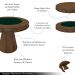 Conjunto Mesa de Jogos Carteado Bellagio Tampo Reversível e 4 Cadeiras Madeira Poker Base Cone Veludo Preto/Nogueira G42 - Gran Belo