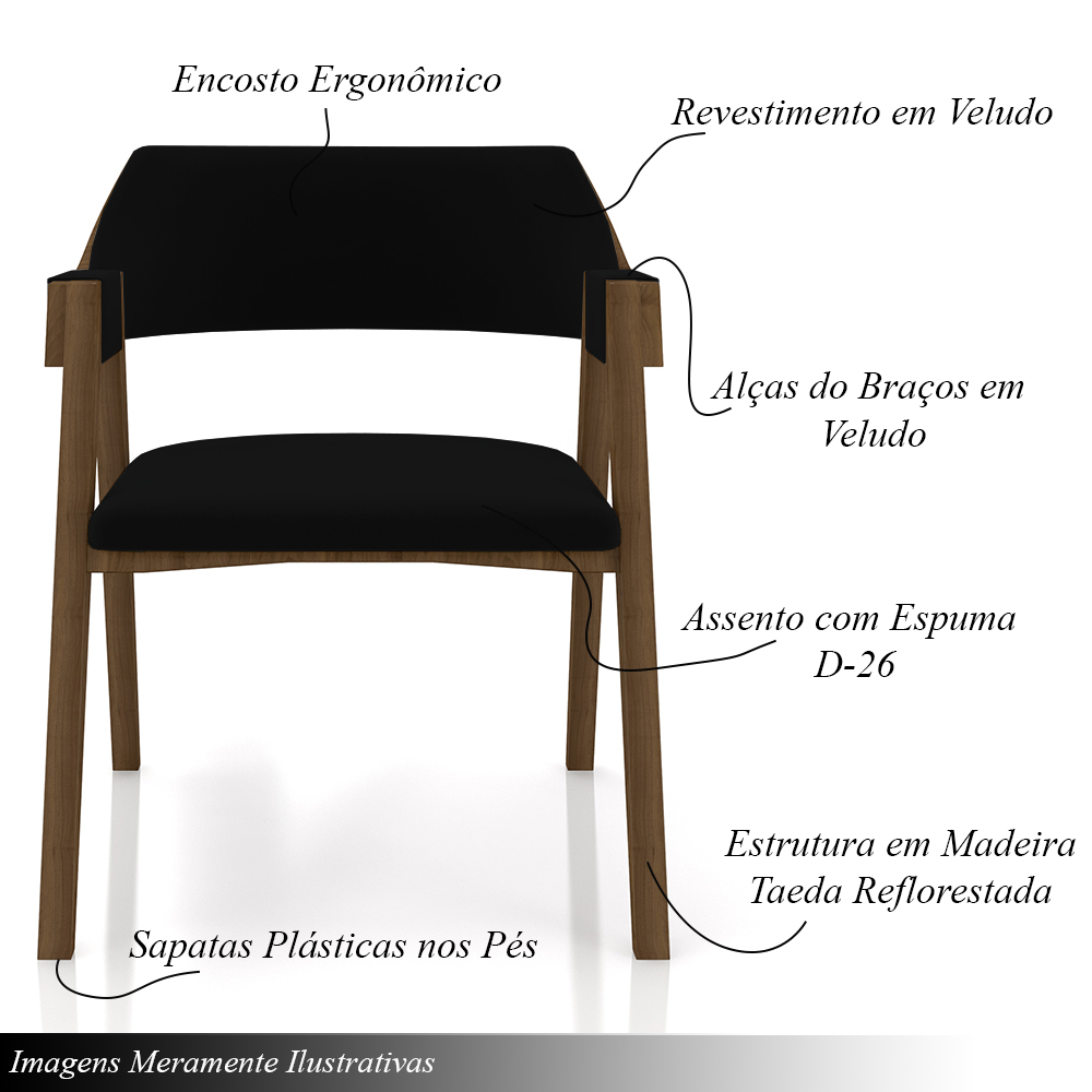 Conjunto Mesa de Jogos Carteado Bellagio Tampo Reversível e 4 Cadeiras Madeira Poker Base Cone Veludo Preto/Nogueira G42 - Gran Belo