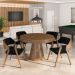 Conjunto Mesa de Jogos Carteado Bellagio Tampo Reversível e 4 Cadeiras Madeira Poker Base Cone Veludo Preto/Nogueira G42 - Gran Belo