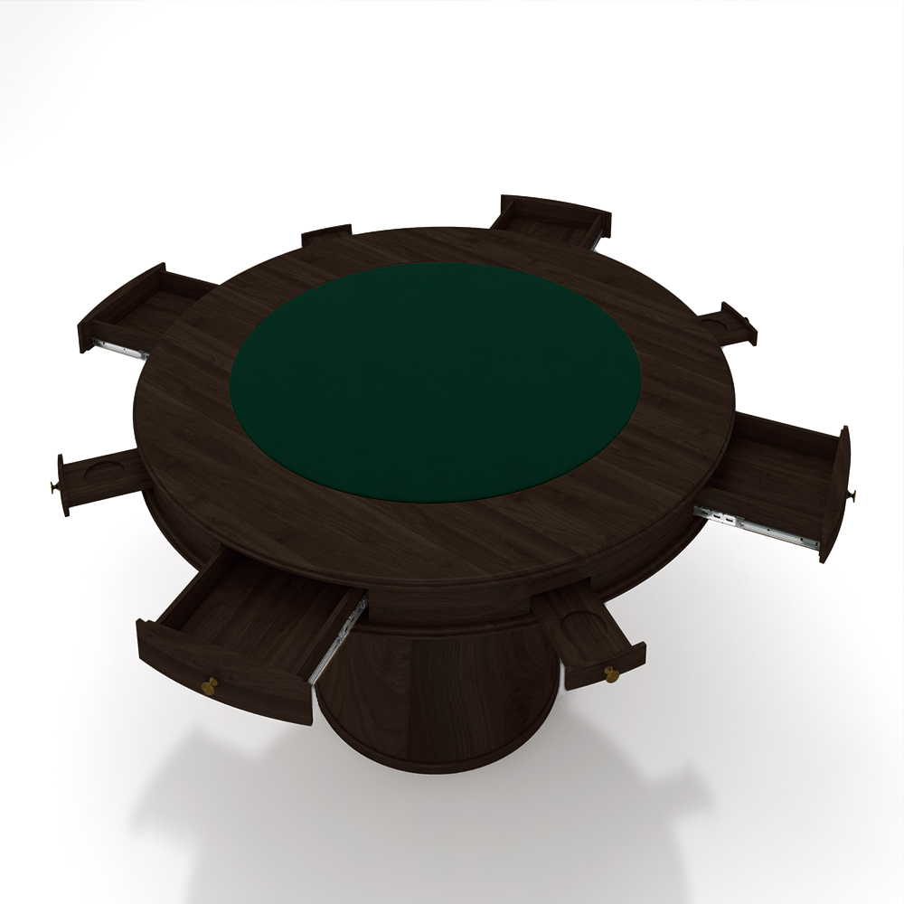 Conjunto Mesa de Jogos Carteado Bellagio Tampo Reversível e 4 Cadeiras Madeira Poker Base Cone Veludo Verde/Capuccino G42 - Gran Belo