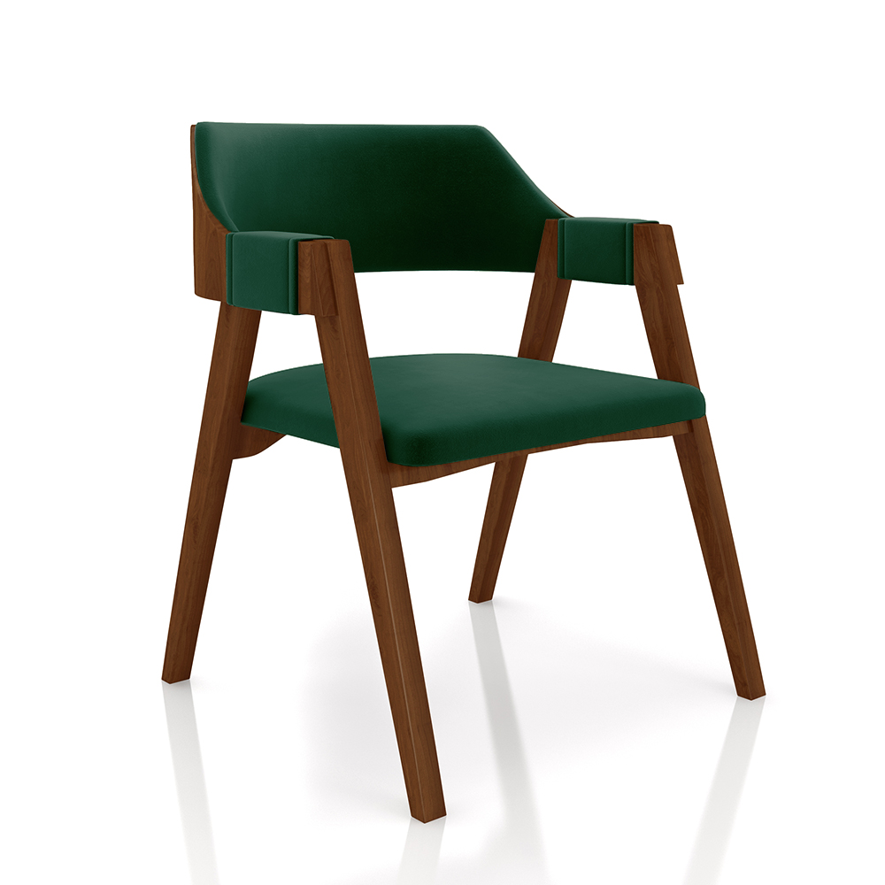 Conjunto Mesa de Jogos Carteado Bellagio Tampo Reversível e 4 Cadeiras Madeira Poker Base Cone Veludo Verde/Imbuia G42 - Gran Belo