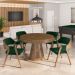 Conjunto Mesa de Jogos Carteado Bellagio Tampo Reversível e 4 Cadeiras Madeira Poker Base Cone Veludo Verde/Nogueira G42 - Gran Belo