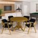 Conjunto Mesa de Jogos Carteado Bellagio Tampo Reversível e 4 Cadeiras Madeira Poker Base Estrela Veludo Preto/Mel G42 - Gran Belo