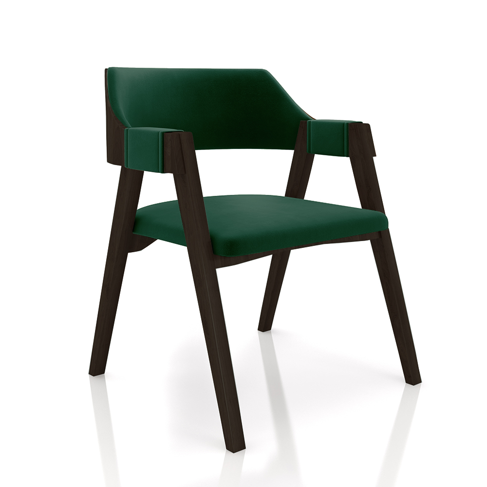 Conjunto Mesa de Jogos Carteado Bellagio Tampo Reversível e 4 Cadeiras Madeira Poker Base Estrela Veludo Verde/Imbuia G42 - Gran Belo