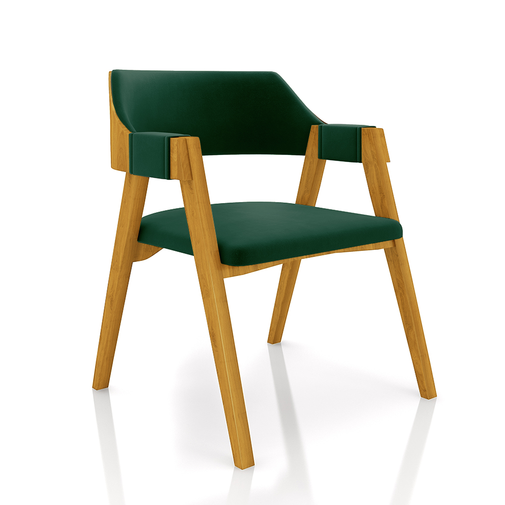 Conjunto Mesa de Jogos Carteado Bellagio Tampo Reversível e 4 Cadeiras Madeira Poker Base Estrela Veludo Verde/Mel G42 - Gran Belo