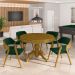 Conjunto Mesa de Jogos Carteado Bellagio Tampo Reversível e 4 Cadeiras Madeira Poker Base Estrela Veludo Verde/Mel G42 - Gran Belo