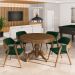 Conjunto Mesa de Jogos Carteado Bellagio Tampo Reversível e 4 Cadeiras Madeira Poker Base Estrela Veludo Verde/Nogueira G42 - Gran Belo