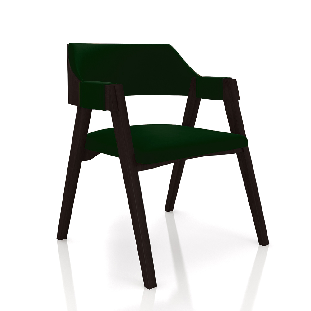 Conjunto Mesa de Jogos Carteado Bellagio Tampo Reversível e 4 Cadeiras Madeira Poker Base Estrela Veludo Verde/Tabaco G42 - Gran Belo
