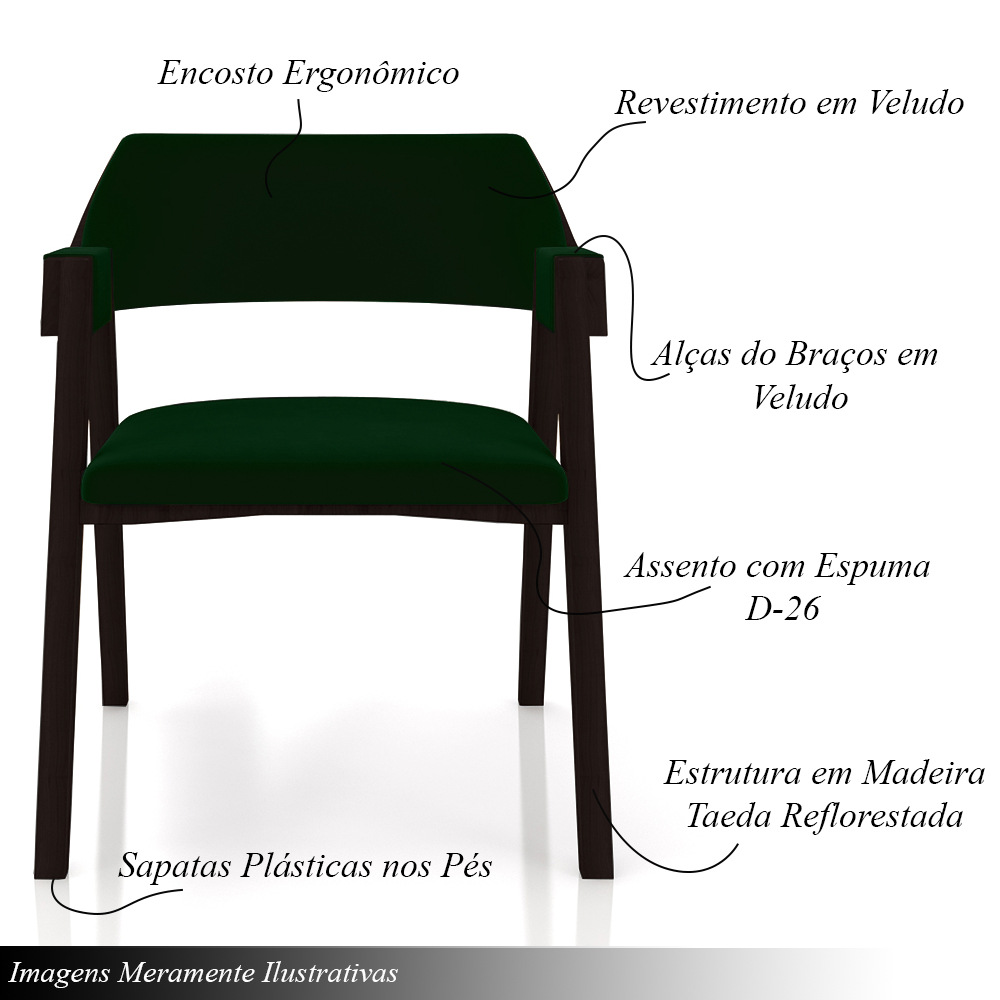 Conjunto Mesa de Jogos Carteado Bellagio Tampo Reversível e 4 Cadeiras Madeira Poker Base Estrela Veludo Verde/Tabaco G42 - Gran Belo