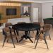 Conjunto Mesa de Jogos Carteado Bellagio Tampo Reversível e 6 Cadeiras Madeira Poker PU Caramelo/Preto G42 - Gran Belo