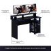 Conjunto Mesa e Armário para Escritório Home Office Gamer Cool MDP Preto/Azul G69 - Gran Belo