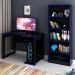 Conjunto Mesa e Armário para Escritório Home Office Gamer Cool MDP Preto/Azul G69 - Gran Belo