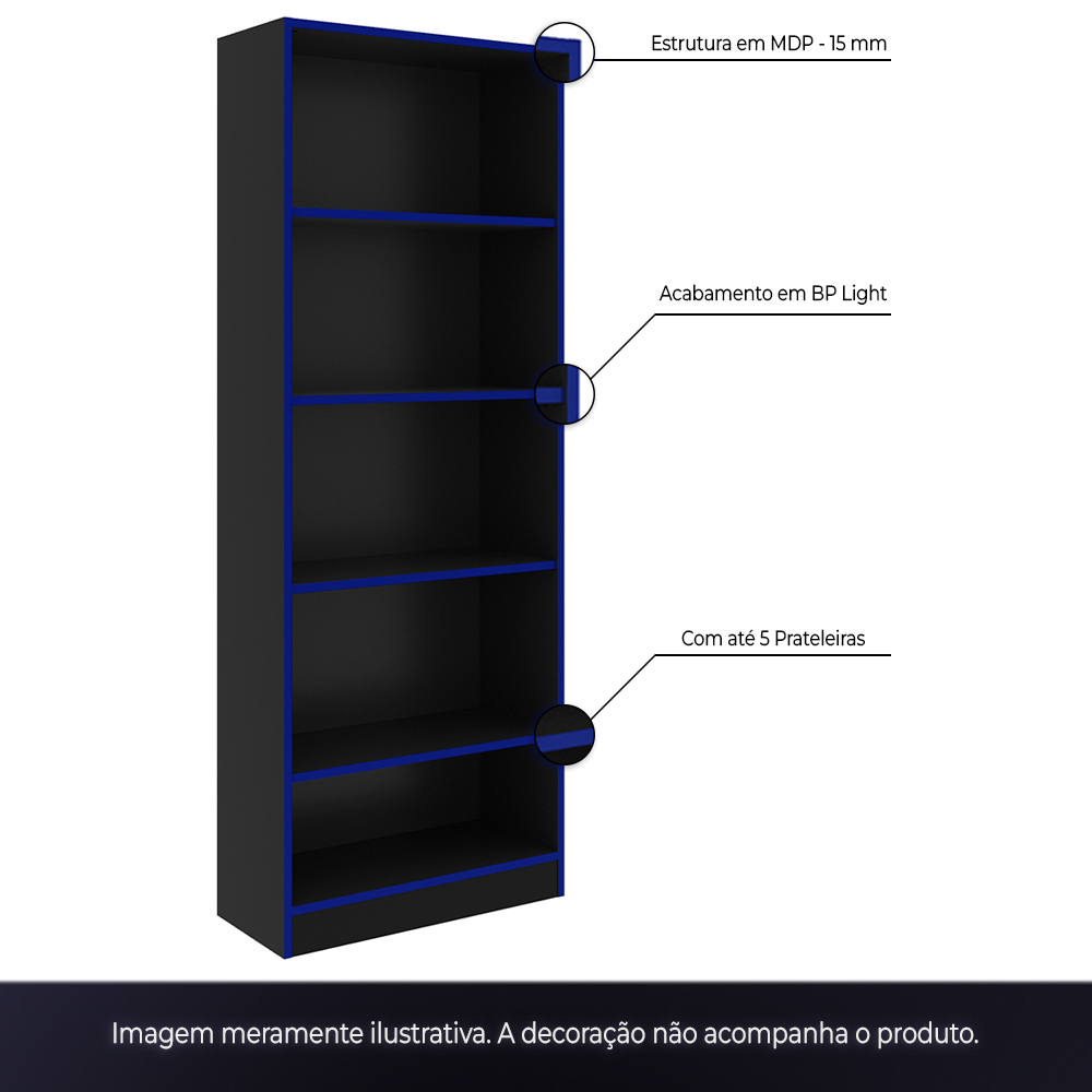 Conjunto Mesa e Armário para Escritório Home Office Gamer Cool MDP Preto/Azul G69 - Gran Belo