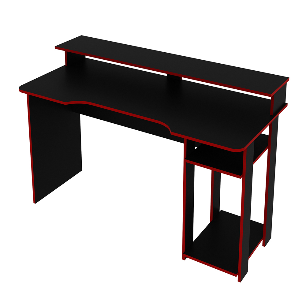 Conjunto Mesa e Armário para Escritório Home Office Gamer Cool MDP Preto/Vermelho G69 - Gran Belo