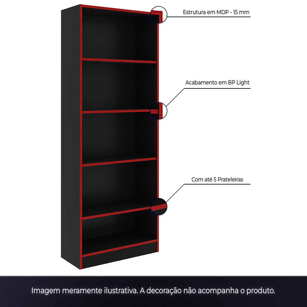 Conjunto Mesa e Armário para Escritório Home Office Gamer Cool MDP Preto/Vermelho G69 - Gran Belo