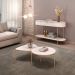 Conjunto Mesas de Centro Decorativas Oak e Dutton Pés Metálicos Dourados Off White G18 - Gran Belo