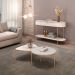 Conjunto Mesas de Centro Decorativas Oak e Dutton Pés Metálicos Dourados Off White/Quartzo G18 - Gran Belo