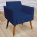 Conjunto Namoradeira e 2 Poltronas Decorativas Isabella Pés Palito Madeira Suede Azul Marinho G19 - Gran Belo