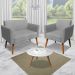Conjunto Namoradeira e 2 Poltronas Decorativas Isabella Pés Palito Madeira Suede Grafite G19 - Gran Belo