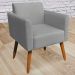 Conjunto Namoradeira e 2 Poltronas Decorativas Isabella Pés Palito Madeira Suede Grafite G19 - Gran Belo