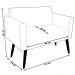 Conjunto Namoradeira e 2 Poltronas Decorativas Isabella Pés Palito Madeira Suede Grafite G19 - Gran Belo