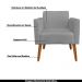Conjunto Namoradeira e 2 Poltronas Decorativas Isabella Pés Palito Madeira Suede Grafite G19 - Gran Belo