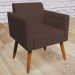 Conjunto Namoradeira e 2 Poltronas Decorativas Isabella Pés Palito Madeira Suede Marrom G19 - Gran Belo