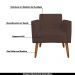 Conjunto Namoradeira e 2 Poltronas Decorativas Isabella Pés Palito Madeira Suede Marrom G19 - Gran Belo