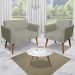 Conjunto Namoradeira e 2 Poltronas Decorativas Isabella Pés Palito Madeira Suede Nude G19 - Gran Belo