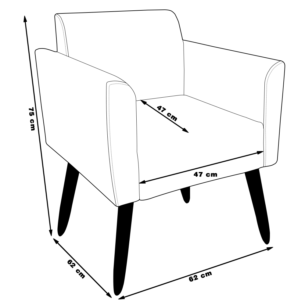 Conjunto Namoradeira e 2 Poltronas Decorativas Isabella Pés Palito Madeira Suede Nude G19 - Gran Belo
