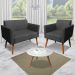 Conjunto Namoradeira e 2 Poltronas Decorativas Isabella Pés Palito Madeira Suede Preto G19 - Gran Belo