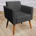 Conjunto Namoradeira e 2 Poltronas Decorativas Isabella Pés Palito Madeira Suede Preto G19 - Gran Belo