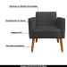 Conjunto Namoradeira e 2 Poltronas Decorativas Isabella Pés Palito Madeira Suede Preto G19 - Gran Belo