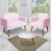 Conjunto Namoradeira e 2 Poltronas Decorativas Isabella Pés Palito Madeira Suede Rosa Bebê G19 - Gran Belo