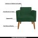 Conjunto Namoradeira e 2 Poltronas Decorativas Isabella Pés Palito Madeira Suede Verde G19 - Gran Belo