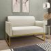 Conjunto Namoradeira e Poltrona Decorativa Isabella Base Industrial Linho Bege/Dourado G19 - Gran Belo