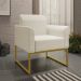 Conjunto Namoradeira e Poltrona Decorativa Isabella Base Industrial Linho Bege/Dourado G19 - Gran Belo