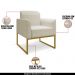 Conjunto Namoradeira e Poltrona Decorativa Isabella Base Industrial Linho Bege/Dourado G19 - Gran Belo