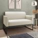 Conjunto Namoradeira e Poltrona Decorativa Isabella Base Industrial Linho Bege/Preto G19 - Gran Belo