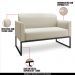 Conjunto Namoradeira e Poltrona Decorativa Isabella Base Industrial Linho Bege/Preto G19 - Gran Belo