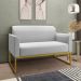 Conjunto Namoradeira e Poltrona Decorativa Isabella Base Industrial Linho Cinza/Dourado G19 - Gran Belo