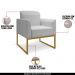 Conjunto Namoradeira e Poltrona Decorativa Isabella Base Industrial Linho Cinza/Dourado G19 - Gran Belo