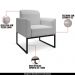 Conjunto Namoradeira e Poltrona Decorativa Isabella Base Industrial Linho Cinza/Preto G19 - Gran Belo
