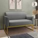 Conjunto Namoradeira e Poltrona Decorativa Isabella Base Industrial Linho Grafite/Dourado G19 - Gran Belo