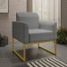 Conjunto Namoradeira e Poltrona Decorativa Isabella Base Industrial Linho Grafite/Dourado G19 - Gran Belo