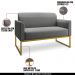 Conjunto Namoradeira e Poltrona Decorativa Isabella Base Industrial Linho Grafite/Dourado G19 - Gran Belo
