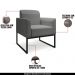 Conjunto Namoradeira e Poltrona Decorativa Isabella Base Industrial Linho Grafite/Preto G19 - Gran Belo