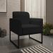 Conjunto Namoradeira e Poltrona Decorativa Isabella Base Industrial Linho Preto G19 - Gran Belo