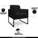 Conjunto Namoradeira e Poltrona Decorativa Isabella Base Industrial Linho Preto G19 - Gran Belo